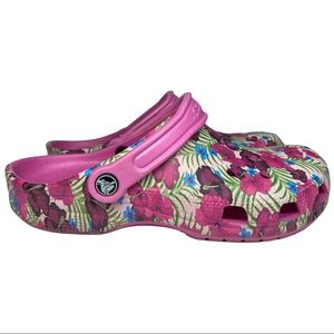 Crocs Pink Floral Hibiscus Hawaiian Clogs